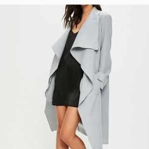 Missguided Oversized Waterfall Duster Coat - Grey